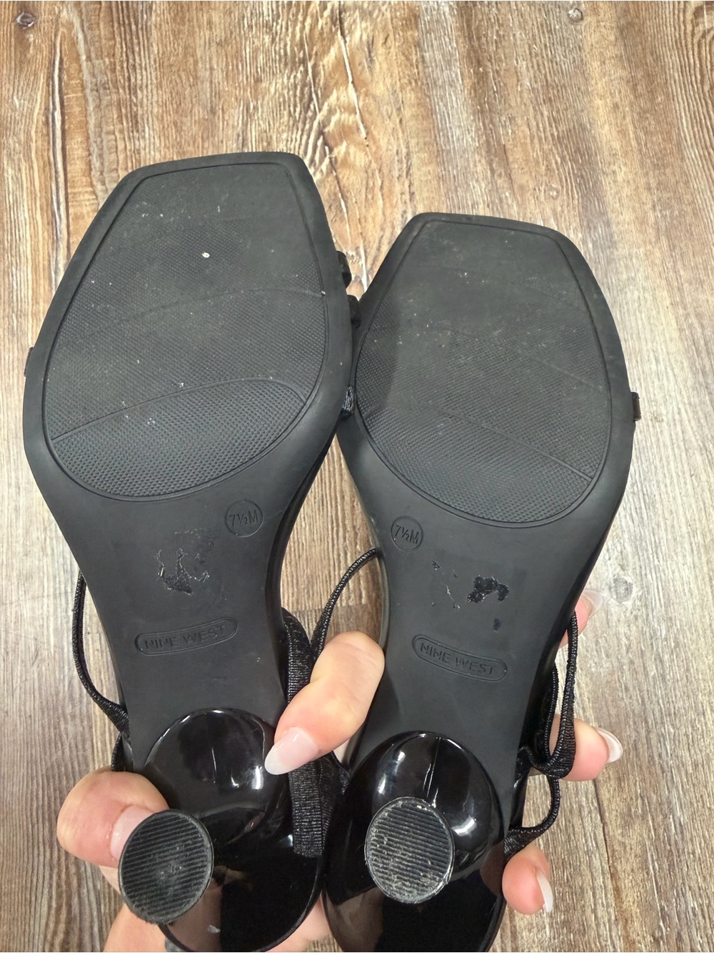 Nine West black leather sandals size 7.5 - Picture 4 of 5